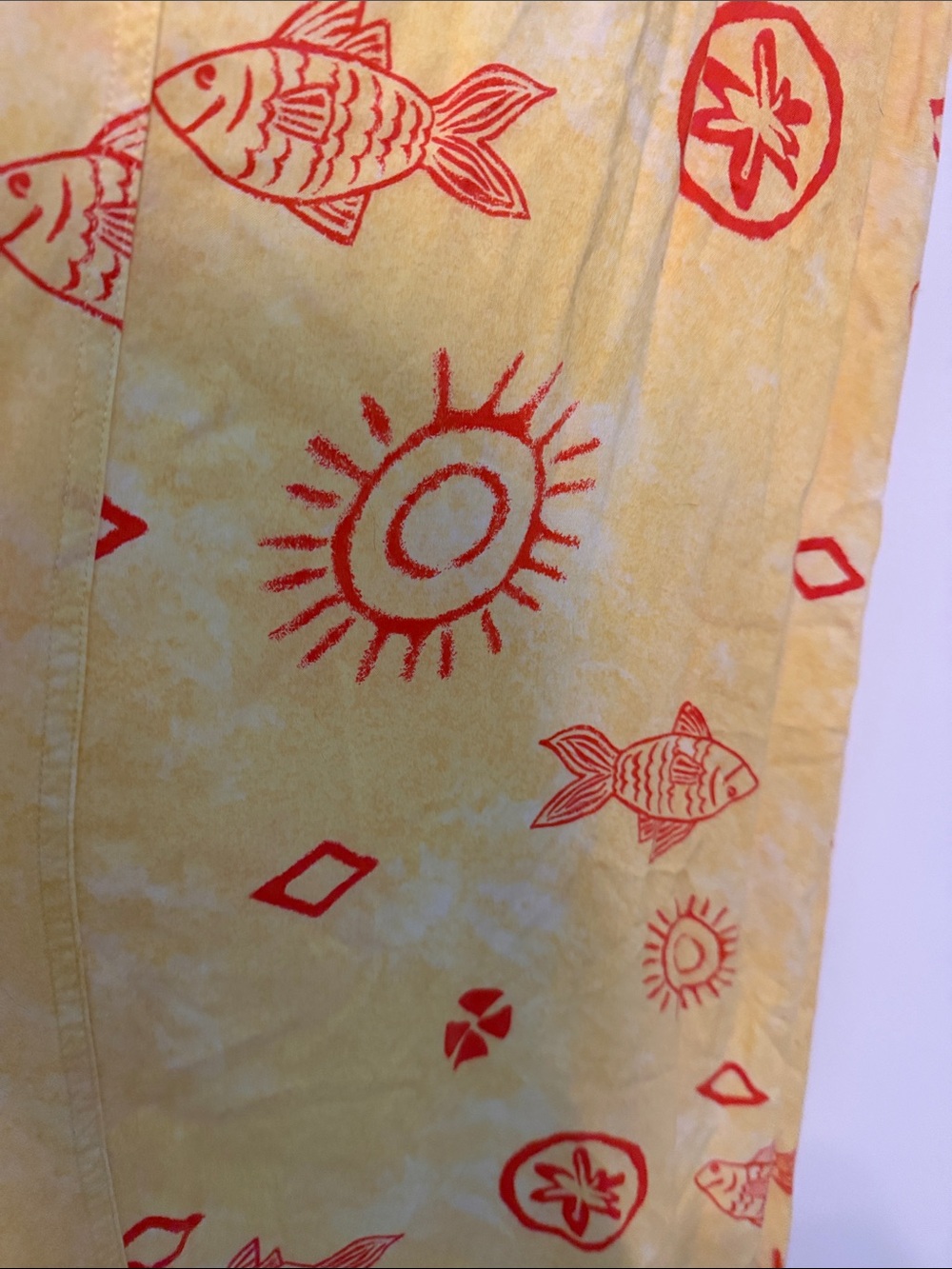 Jennifer Moore Vintage 90s Yellow Dress with Coral Fish Sun Motif Resortwear - Picture 7 of 10